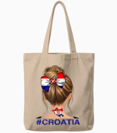Kroatisches Mädchen – Kroatien-Flagge Unordentlicher Dutt Tote Bags - Natural