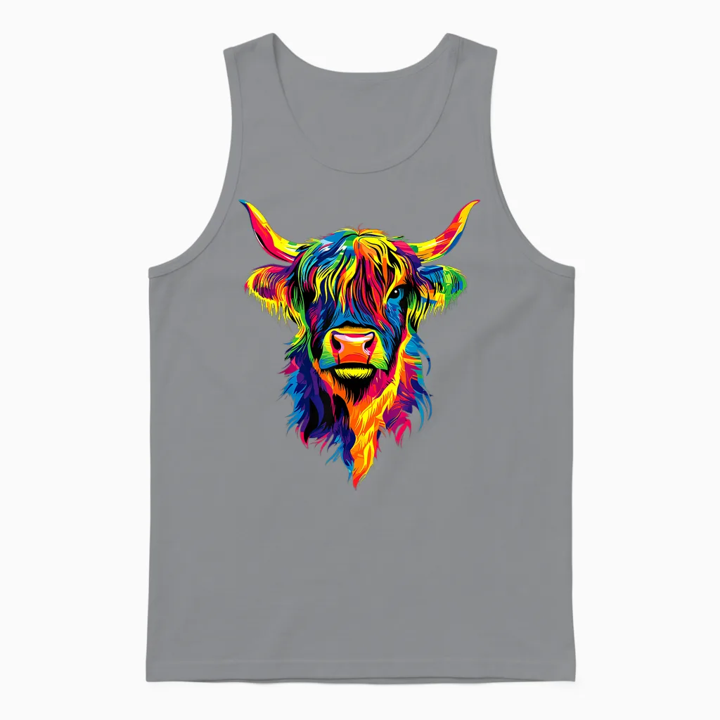 Cow Highland Cow Highland Cow Farmer Beef Farm Cute Cows Unisex Tank Top in Sport Grey