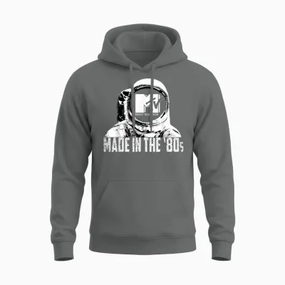 Mademark X Mtv - Mtv Astronaut in Space Made in the 80s Retro Mtv Logo Unisex Hoodie - Graphite Heather
