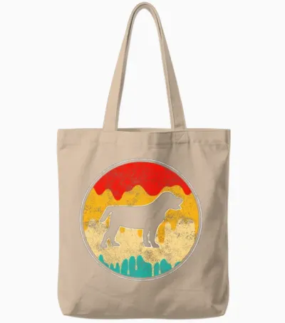 Dog Retro Tote Bags - Natural