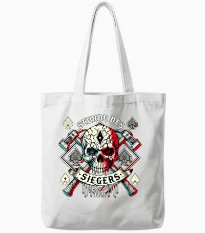 Stunde Des Siegers - Böhser Totenkopf Für Rocker Tote Bags - White