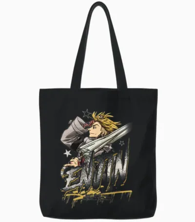 Enjin Portrait Outline with Stars Anime Tote Bags - Black