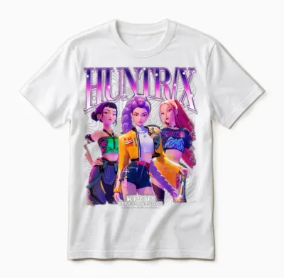 Kpop Demon Hunters Huntrix Bootleg Officially Licensed Unisex T-Shirt - White