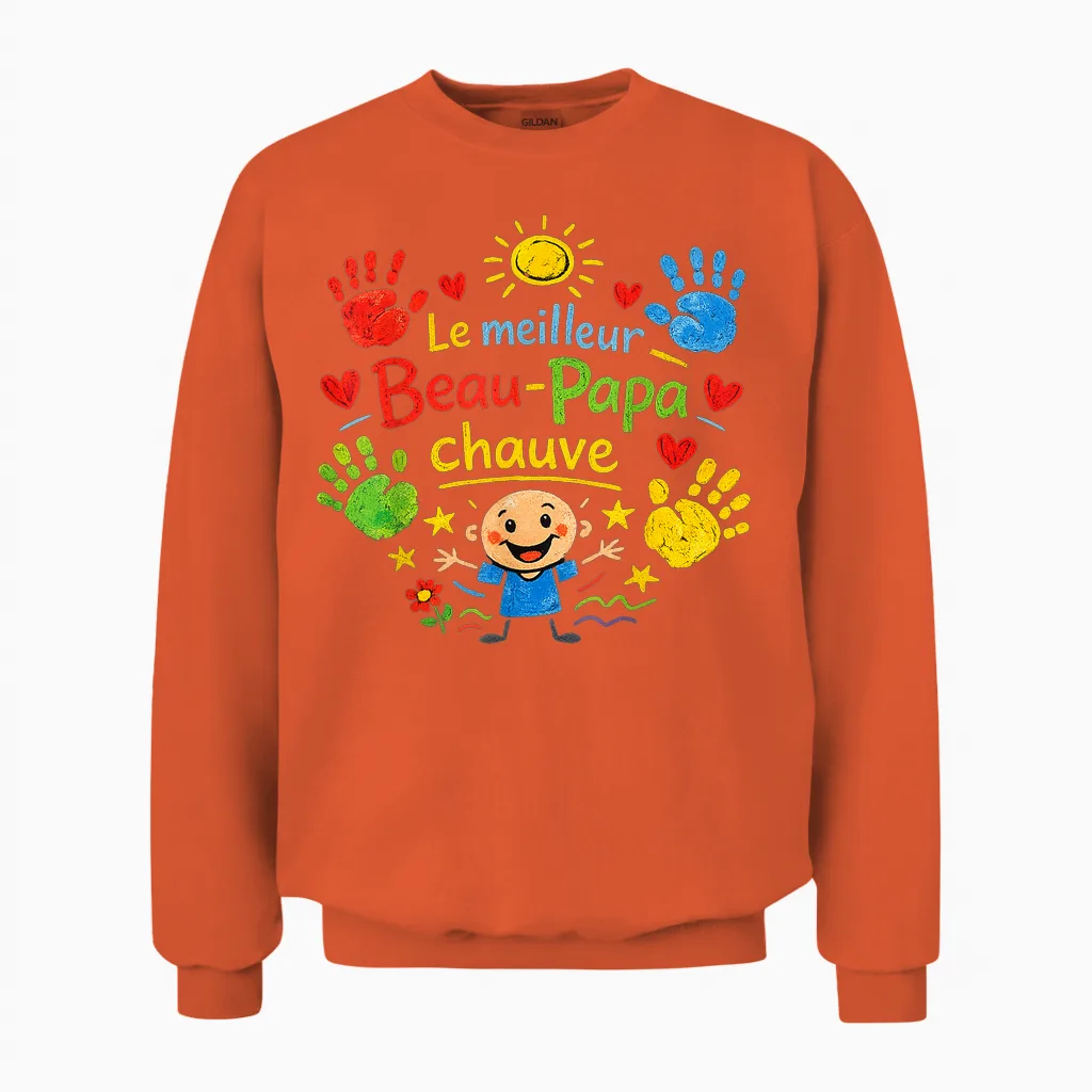 Gift Beautiful Bald Dad Funny Father's Day Christmas Unisex Sweatshirt in Orange
