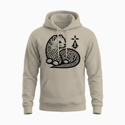 L'hermine Bretonne T-Shirt, Grey, S Unisex Hoodie - Sand