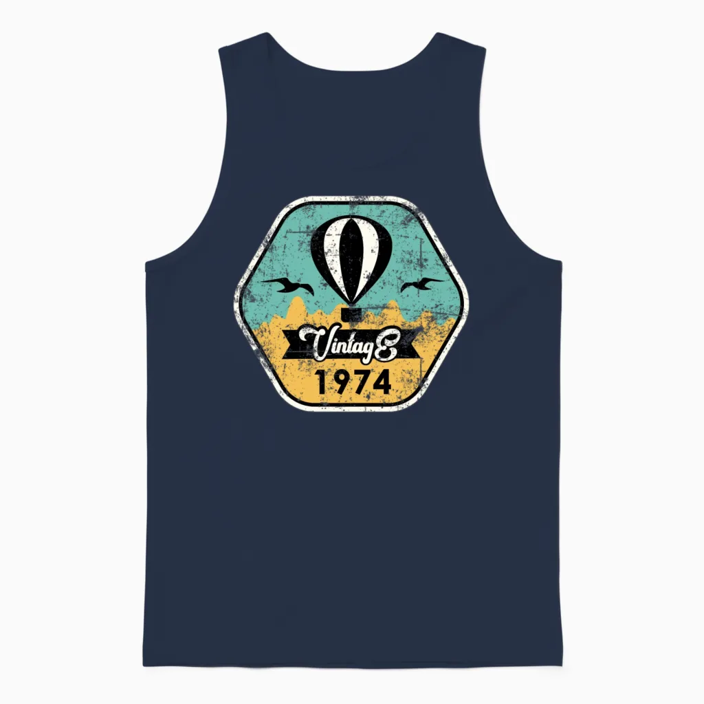 1974 Vintage 50th Birthday Unisex Tank Top in Navy