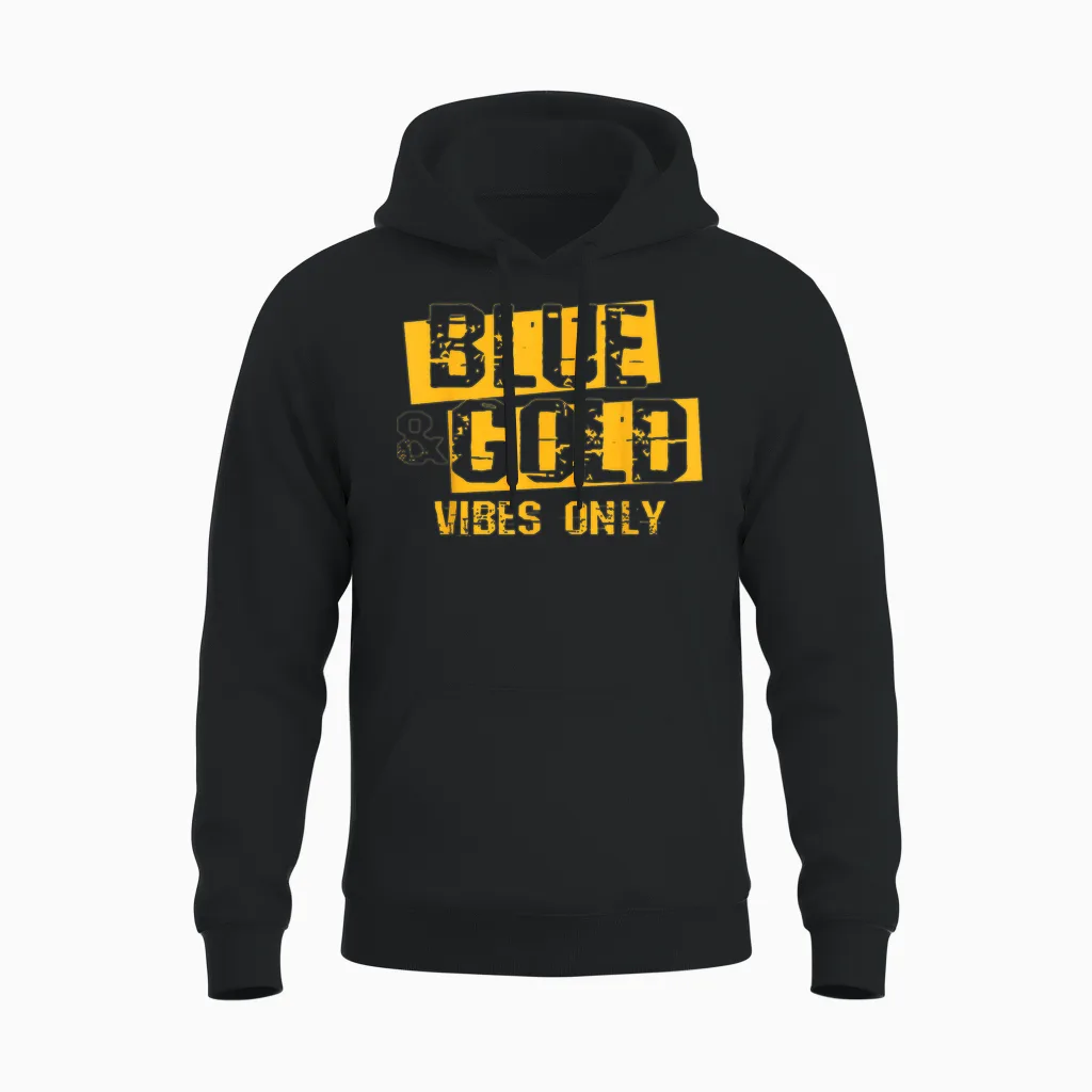 Blue and Gold Shirt Game Day Group Tee High School Football Unisex Hoodie in Black