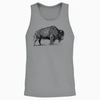 Bison Shirt-Bufallo Tee-Retro Vintage Unisex Tank Top in Sport Grey - 2