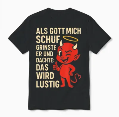 Als Gott Mich Schuf Grinste Er Und Dachte Das Wird Lustig Unisex T-Shirt - Black