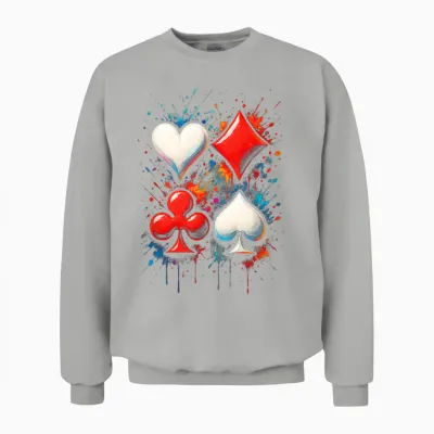 Card Player Dice Poker Playing Cards Cross Spades Unisex Sweatshirt - Ash