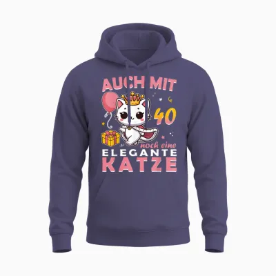 40.geburtstag Frauen Damen Auch Mit 40 Jahre Noch Eine Katze Unisex Hoodie - Heather Sport Dark Navy
