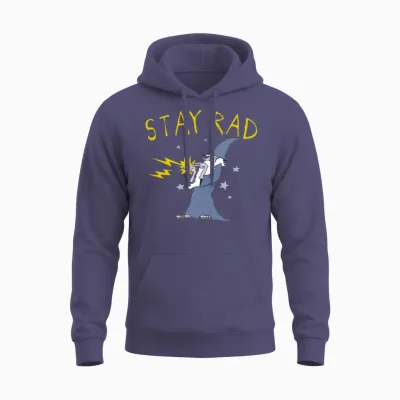 Funny Stay Rad Wizard Unisex Hoodie - Heather Sport Dark Navy