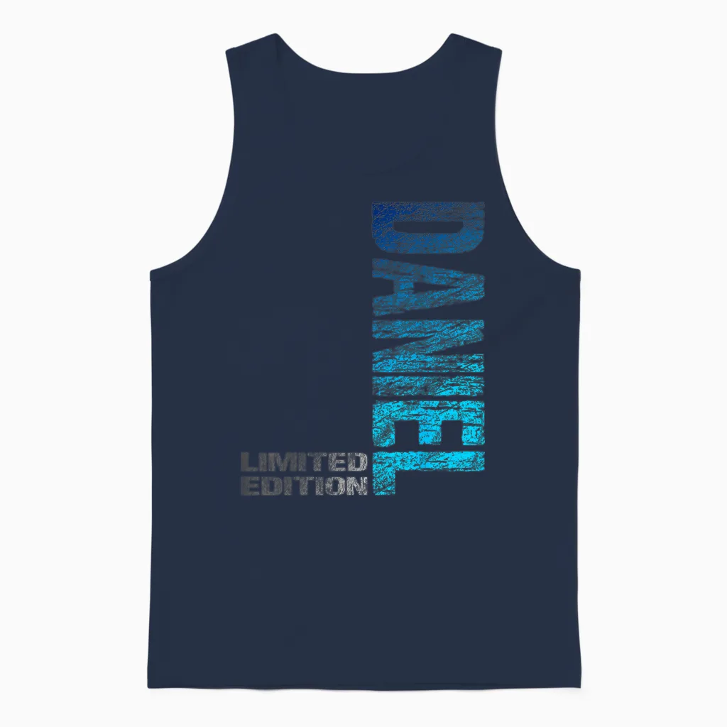 Daniel Name First Name Boy Man Birthday T-Shirt, Black Unisex Tank Top in Navy