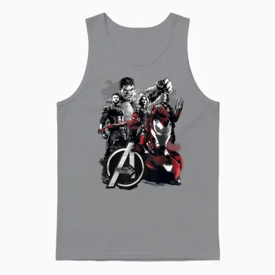 Marvel Infinity War Avengers Grunge Logo Graphic Unisex Tank Top - Sport Grey