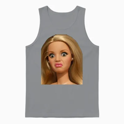 Funny Doll Face Disgusted Meme Unisex Tank Top - Sport Grey