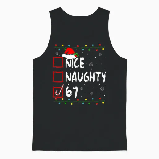 Nice Naughty 6 7 Meme 67 Christmas Six Seven Xmas Boys Unisex Tank Top - Black