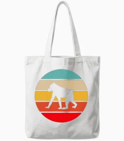 Monkey Retro Tote Bags - White