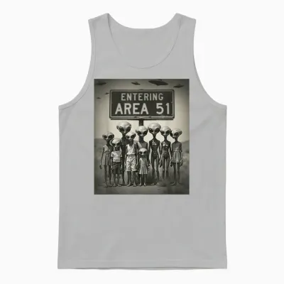 Vintage Aliens Family Group Photo Entrée Zone 51 Drôle Ovni Unisex Tank Top - Ash