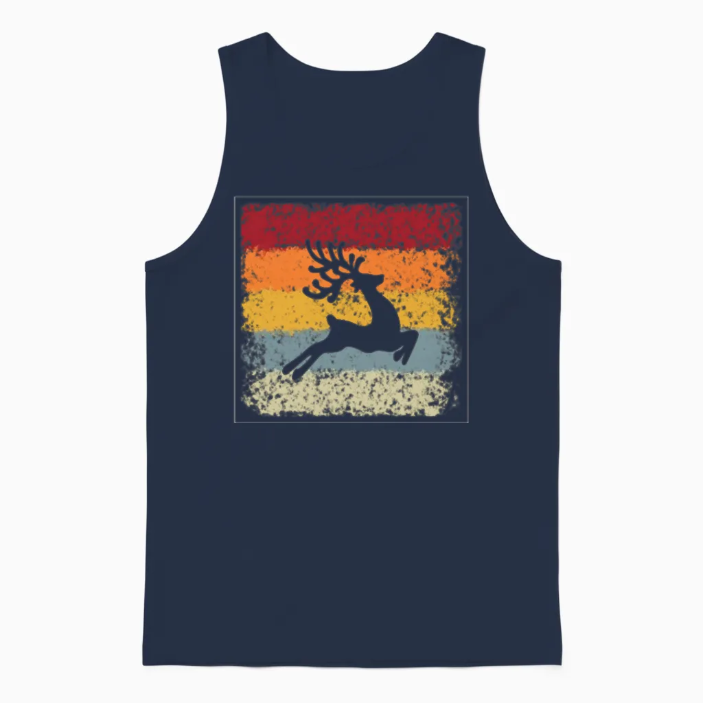 Moose Retro Unisex Tank Top in Navy