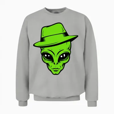 Grey Alien Retro Gangster Unisex Sweatshirt - Ash
