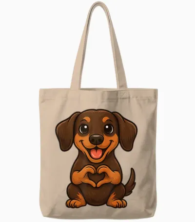 Dackel Mit Herz | Süßer Dackel Mit Herzsymbol Tote Bags - Natural
