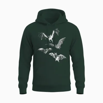 Grunge 90er Jahre Fliegende Fledermäuse Retro Grafik Neuheit Unisex Hoodie - Forest