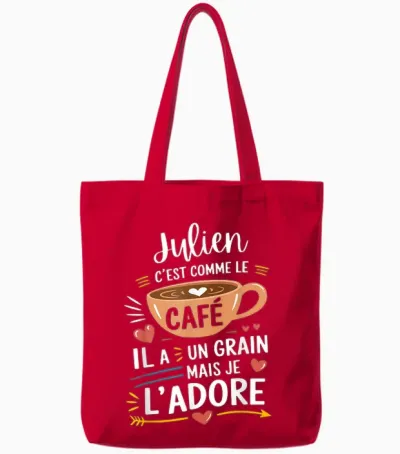 Julien Comme Le Café Humour Gift T-Shirt, Black, S Tote Bags - Red