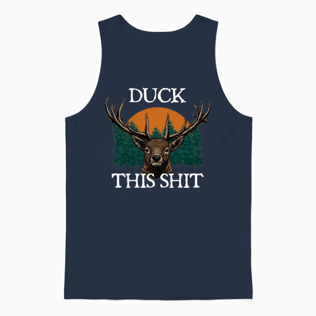 Duck This Shit Birds Hunting Birding Hunter Funny Unisex Tank Top in Navy