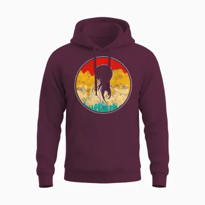 Jellyfish Retro Unisex Hoodie - Maroon