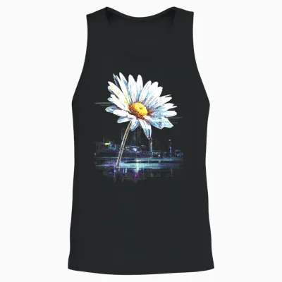 Daisy Flower Pixel Art Abstract Graphic Artwork Daisy Unisex Tank Top - Black