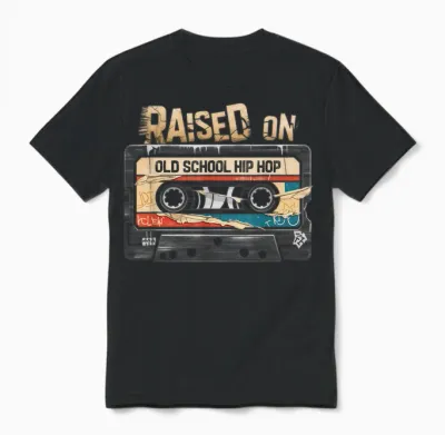 Raised on Old School Hip Hop Tshirt Cassette Graffiti Rap Unisex T-Shirt - Black