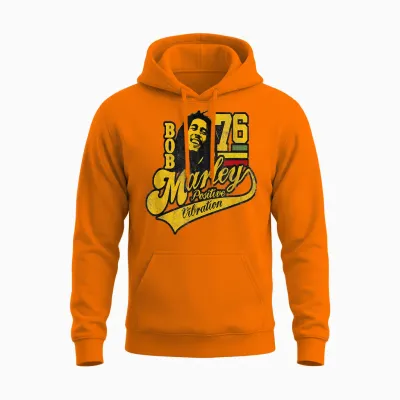 Bob Marley Positive Vibrations Fußball Unisex Hoodie - Safety Orange