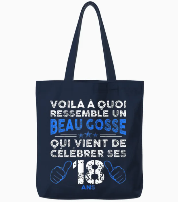 Birthday 18 Years Boy Funny | Anniv 18 Years T-Shirt, Black, S Tote Bags in Navy