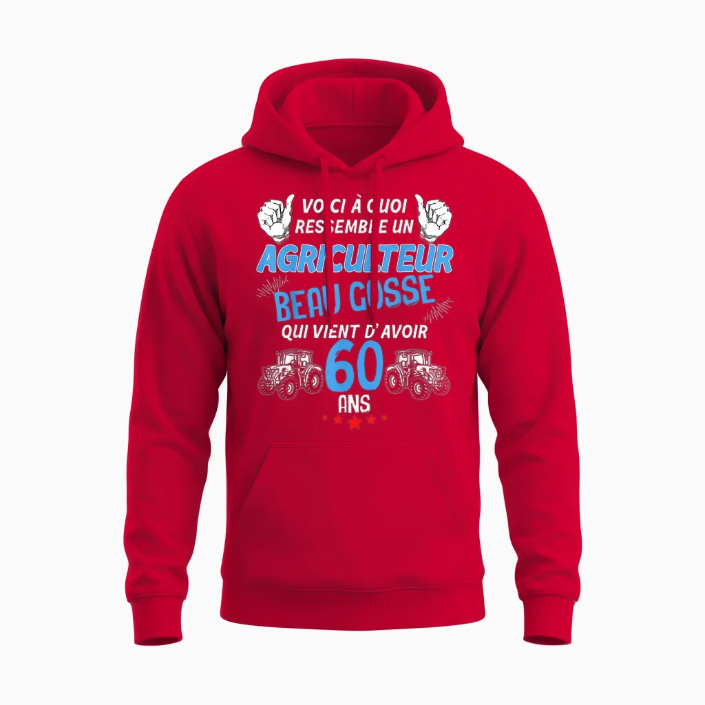 Farmer Quadra Beau Gosse Et Classe at the Wheel of the Tract Unisex Hoodie in Red