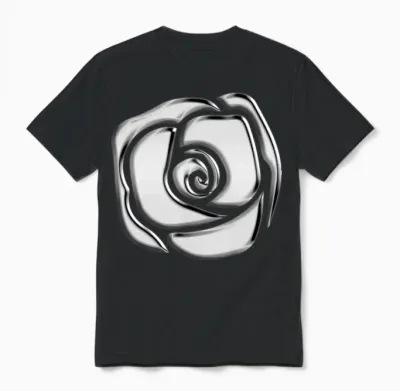 Chrome Rose Abstract Design Unisex T-Shirt - Black