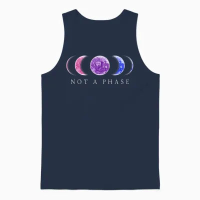 Bi Pride T-Shirt "not a Phase" Moon Phase Bisexuelle Farben Unisex Tank Top - Navy