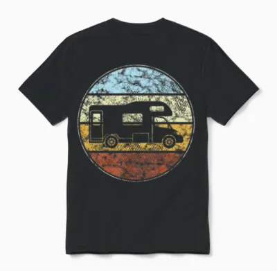 Camping Retro Unisex T-Shirt - Black