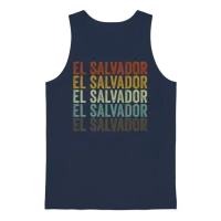 El Salvador Retro Vintage Unisex Tank Top - Navy – 1