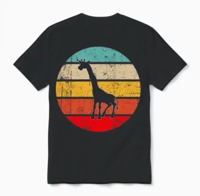 Giraffe Retro Unisex T-Shirt - Black