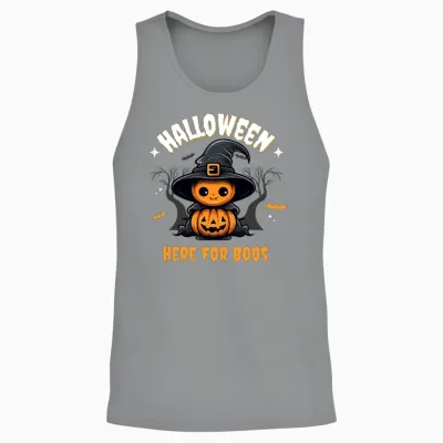 Whimsical Pumpkin Witch Illustration Unisex Tank Top - Sport Grey