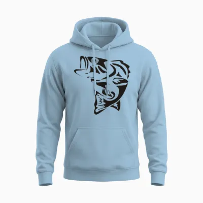 Fish Bone Tattoo Funny Unisex Hoodie - Light Blue