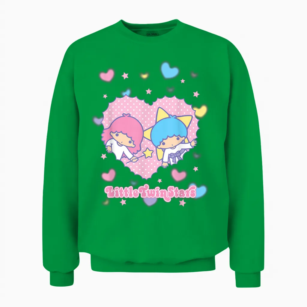 Little Twin Stars Retro Logo Valentine Unisex Sweatshirt in Irish Green