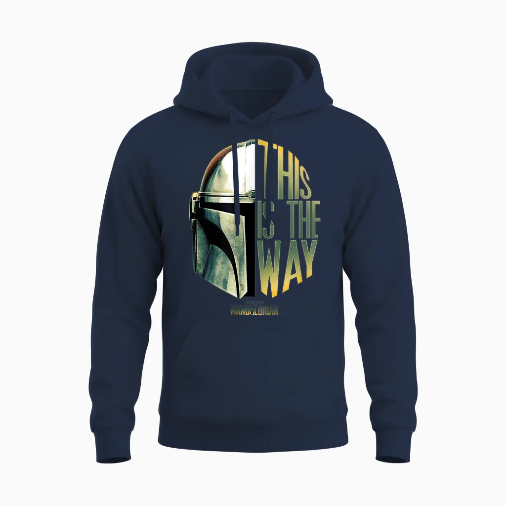 Star Wars: the Mandalorian This Is the Way Helmet Logo Stack Unisex Hoodie in Navy
