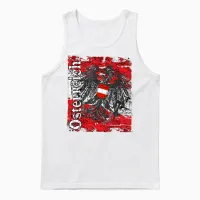 österreich T-Shirt Adler Flagge Retro Vintage Austria Unisex Tank Top in White - 1