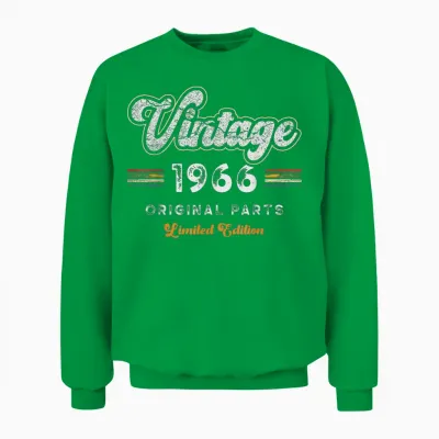 Vintage 1966 Original Parts 59th Birthday Unisex Sweatshirt - Irish Green