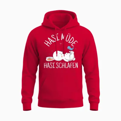 Hasi Tired Hasi Sleeping Bunny Sleepwear Sleep T-Shirt, Black Unisex Hoodie - Red