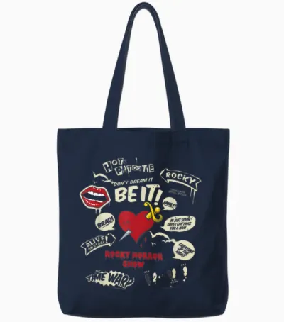 Rocky Horror Show Icons and Quotes Tote Bags - Navy