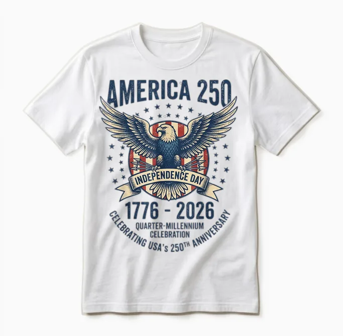 Anniversaire Américain, états-Unis, 1776-2026, Quarter Millennium 250 Unisex T-Shirt in White