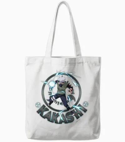 Naruto Shippuden Kakashi Lighting Circle T-Shirt Small Tote Bags - White