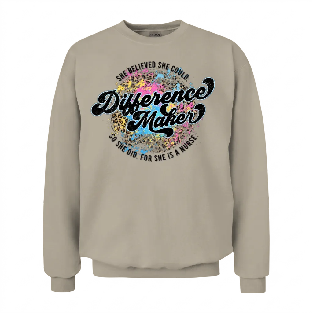 Retro Leopard Nurse Nurses Unisex Sweatshirt - Sand